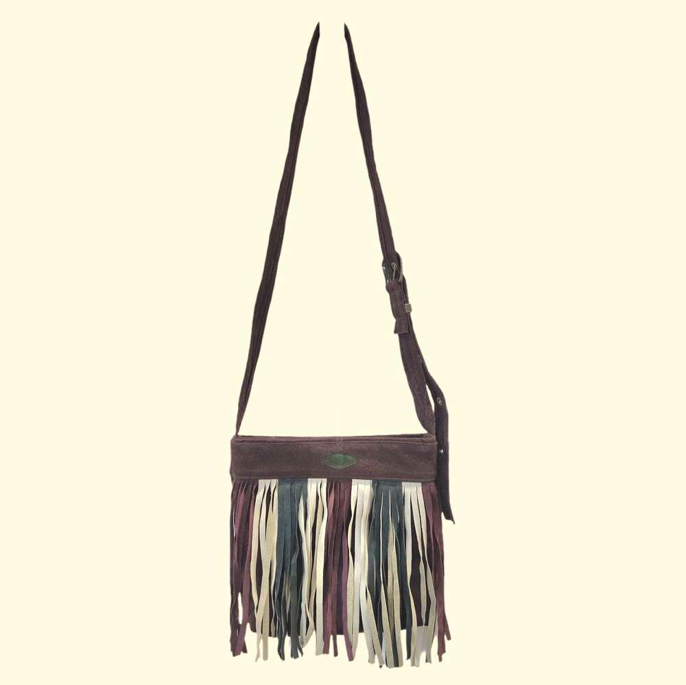 Vintage Y2K fringe suede bag, upcycled by Un de Un Québec, NOS